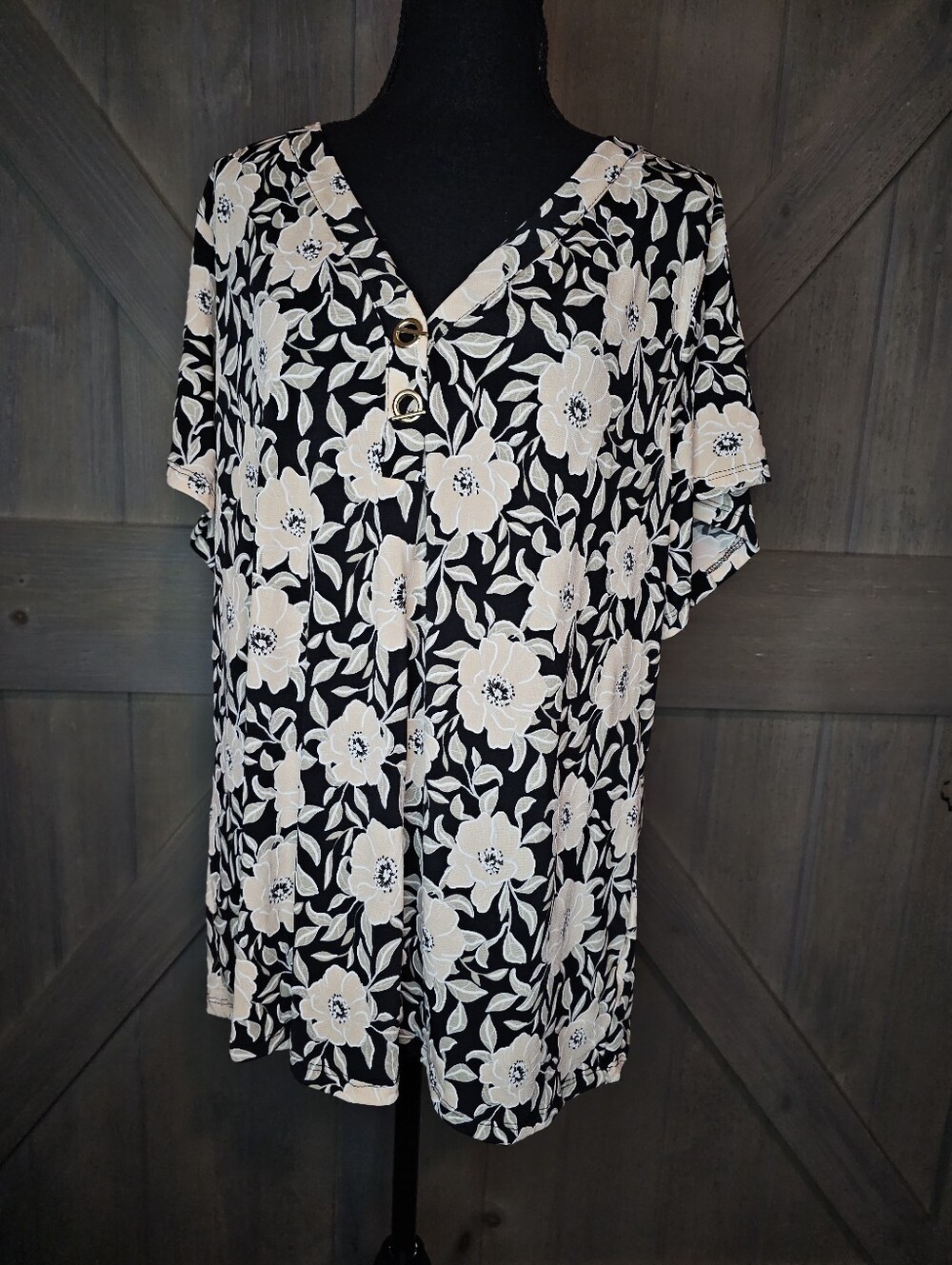 80 Park Floral Short Sleeve Blouse sz 1x